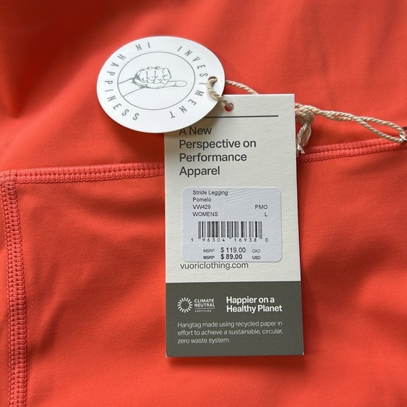 VUORI Stride Legging Pomelo Womens Performance High Rise Sz L NEW - Picture 11 of 13